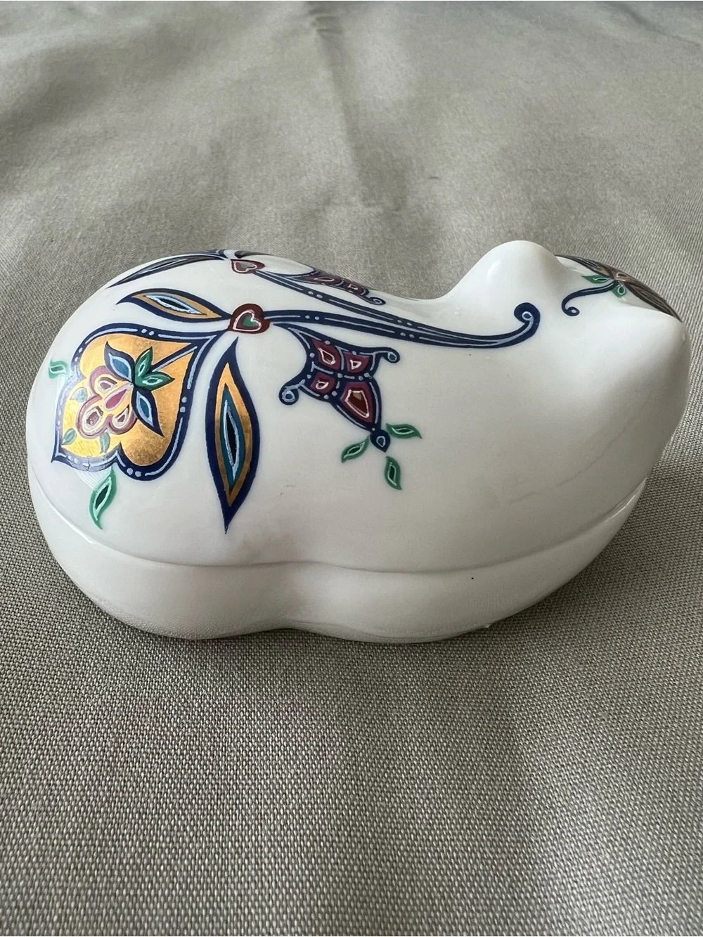 Vintage Byzantium Elizabeth Arden Sleeping Kitty Cat ceramic Trinket Box Japan - Picture 3 of 7